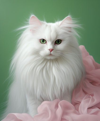 Beautiful cat with green eyes and white fur