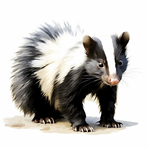 Skunk clipart in the style of Impressionistic Art, on white background