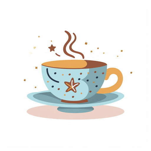 Tea cup illustration in the Minimalist style, on white background