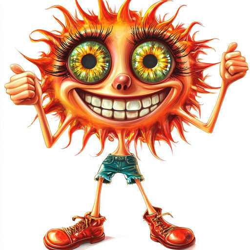 Humorous sunset caricature with human characteristics