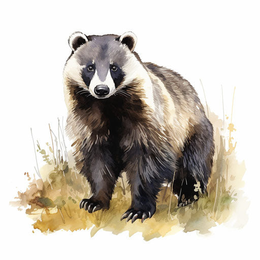 Badger illustration in the style of oil painting, on white background