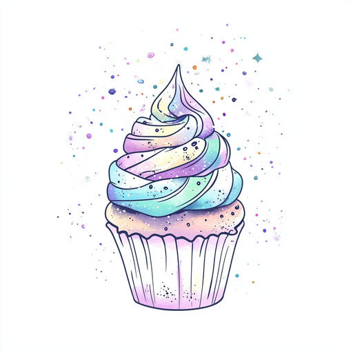 Cute tattoo sketch with cupcake and sprinkles