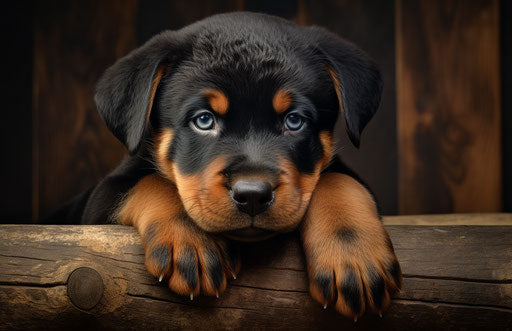 Rottweiler Puppy Adoption, Firmin Baes style, high quality