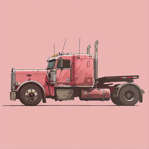 Realistic truck on dusky rose background
