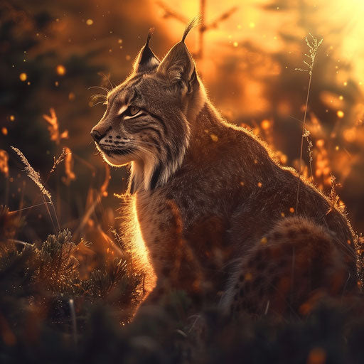 A lynx in the glow of the golden hour