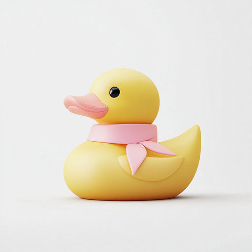 3D rubber duck on flat white background