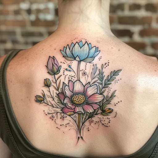 Wildflower tattoo with spiritual theme
