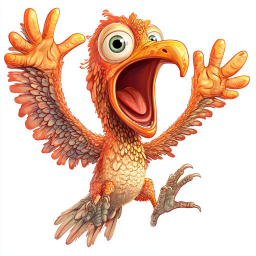 Humorous caricature of a chicken wing with human characteristics