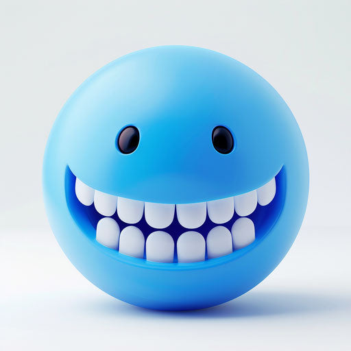 Blue smiling face with teeth