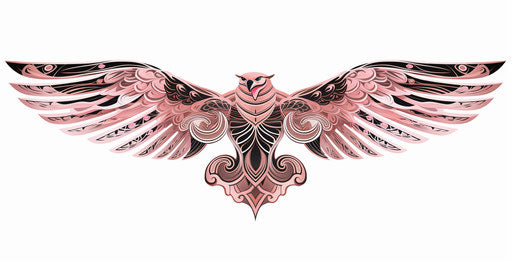 Tribal eagle flying tattoo design in intricate collage style