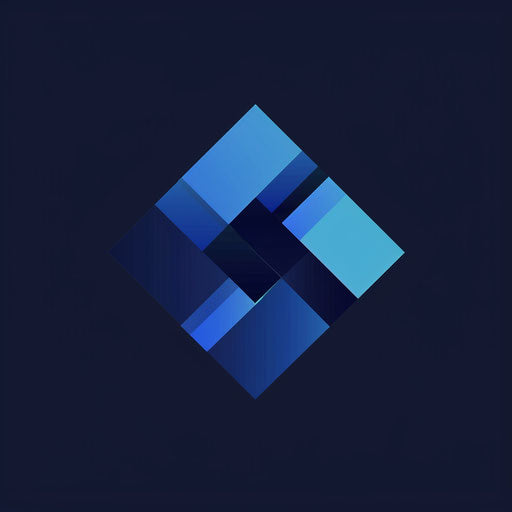 Minimalist geometric logo with dark blue background