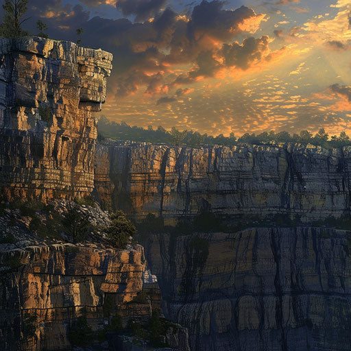 Soft light on rugged cliffs and deep valleys of the Ozark Mountains