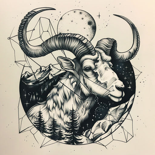 Surreal Aries constellation tattoo sketch