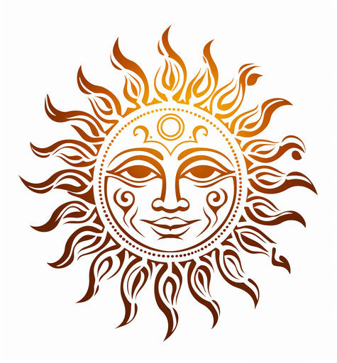 Solar tattoo with tribal elements