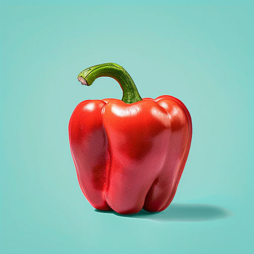 Realistic pepper on flat, serene aqua background