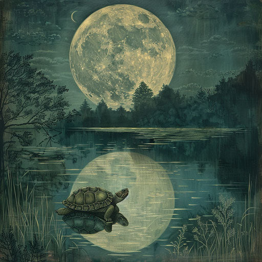 Turtle and moon reflection