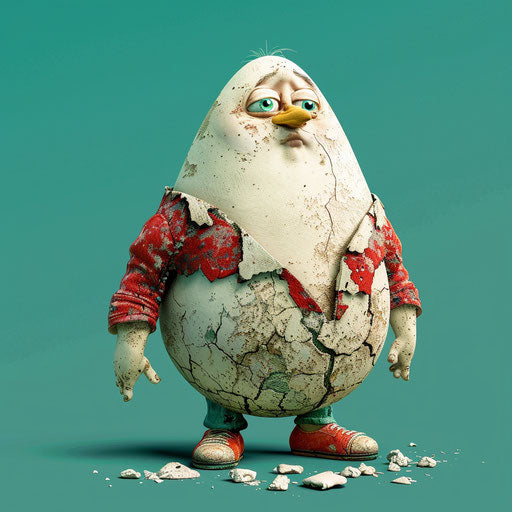 Realistic Humpty Dumpty Clipart on Flat Teal Background