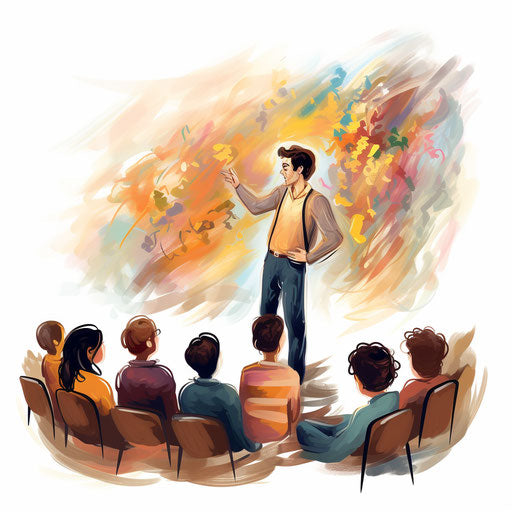Teacher teaching clipart in the style of Impressionistic Art, on a white background