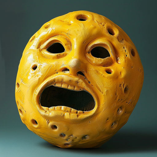 Yellow emoticion mask with open mouth