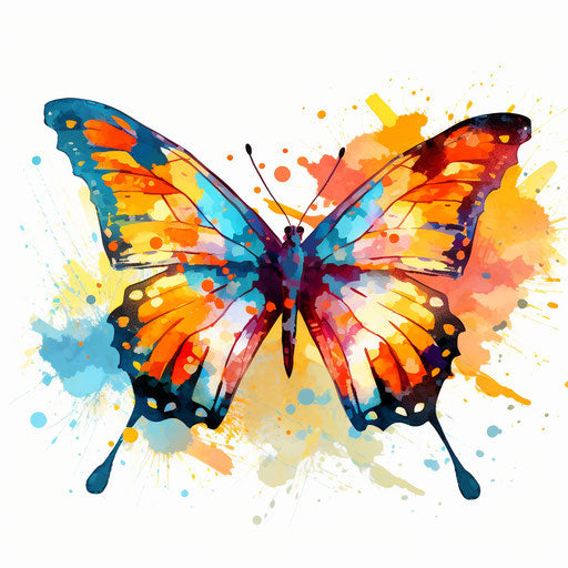 Butterfly clipart png in the style of Impressionistic Art, on white background