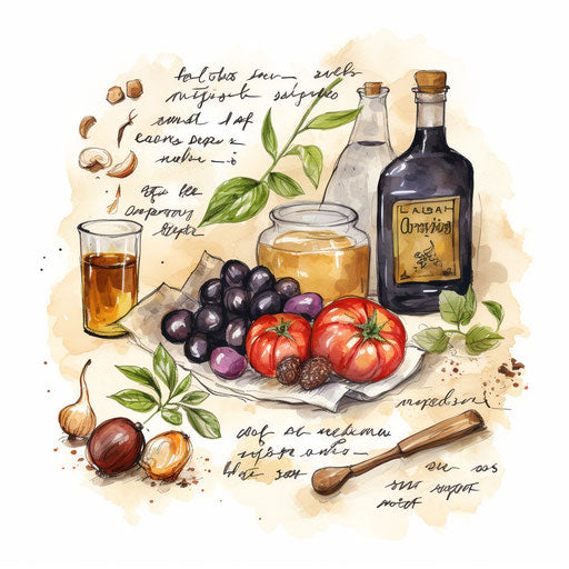 Recipe illustration in the style of Chiaroscuro Art