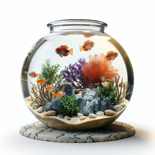 Aquarium clipart in a photo realistic style on white background