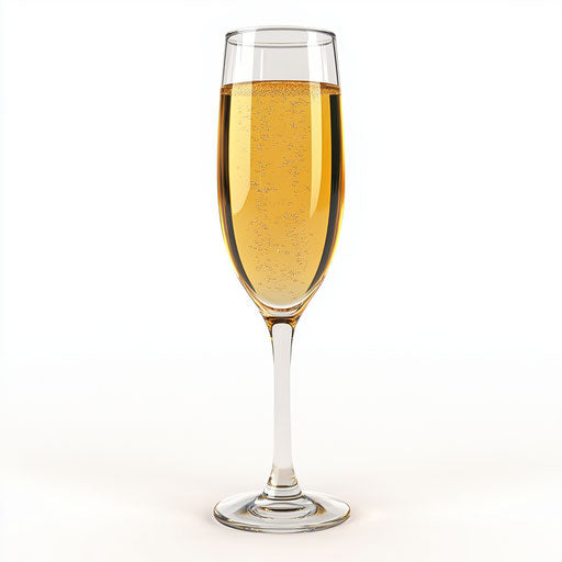 3D champagne glass on flat white background