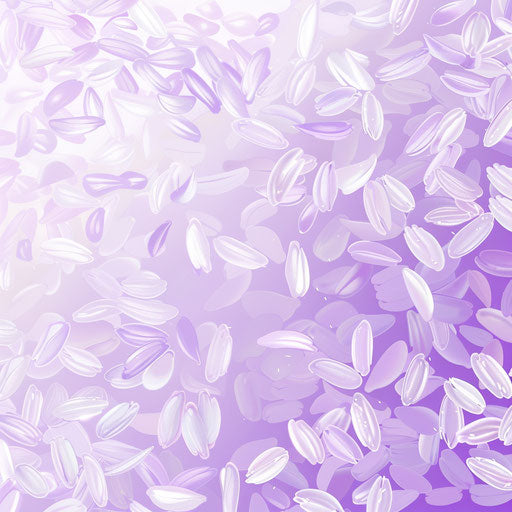 Soft lavender flat background, rice clipart with a realistic touch