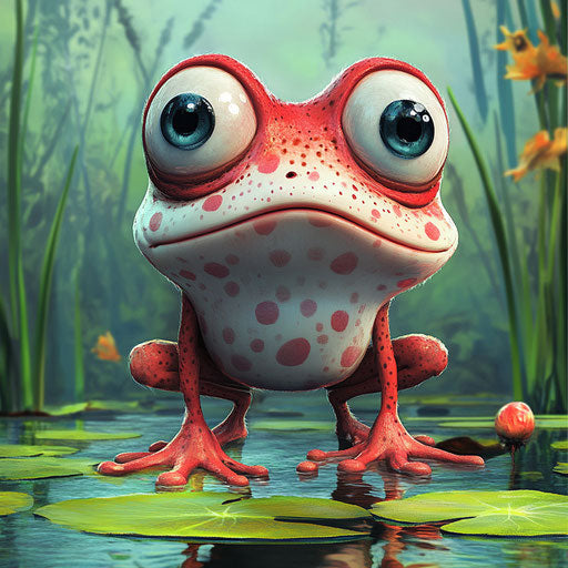 Humorous caricature of a pond clipart with exaggerated human characteristics