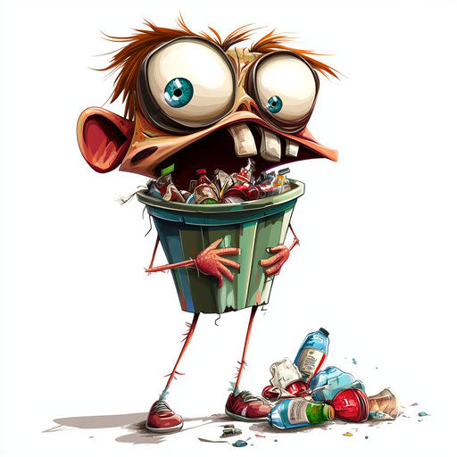 Colorful Trash Caricature Clipart Art