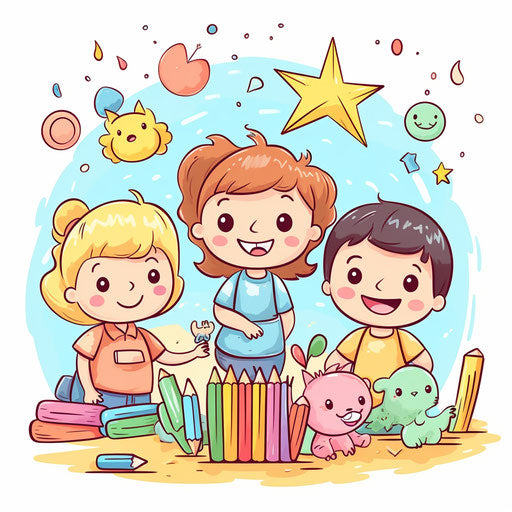Preschool clipart in Pastel Colors Art style