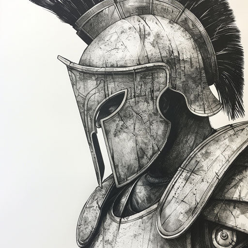 Detailed drawing of Spartan armor showcasing texture and shadow