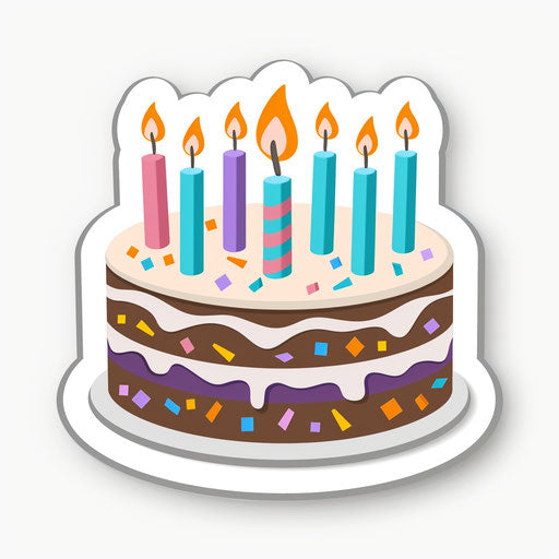Birthday cake with candles in flat design style