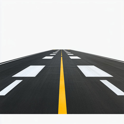 3D Airport Runway on flat white background, isolated clipart