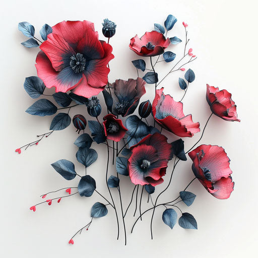 Modern poppy tattoo concept with 3D effect