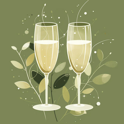 Celebration art with flat, muted olive background
