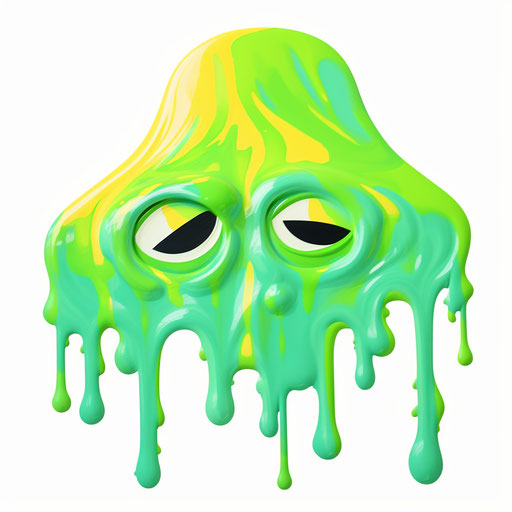 Slime clipart in the style of Impressionistic Art, on white background