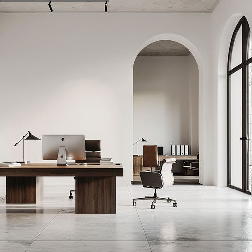 Minimalist office space with sleek furniture