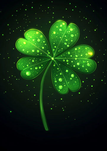 Realistic four-leaf clover with dew drops