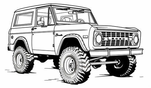 Free bronco coloring page for kids, octane render 12:7