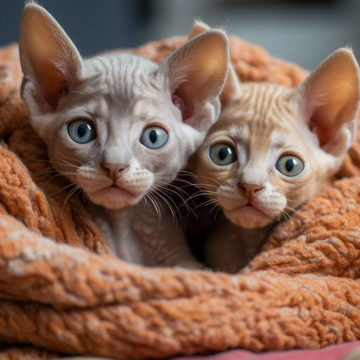 Devon rex cat kittens playing
