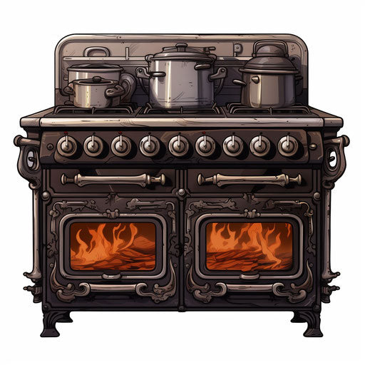 Stove clipart in the style of Chiaroscuro Art, on a white background