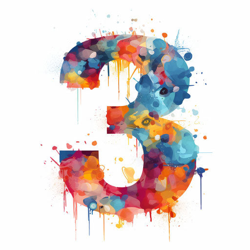 Numbers clipart in the style of Impressionistic Art, on a white background