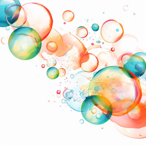 Impressionistic art bubbles on white background