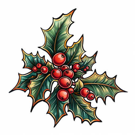 Neo-traditional tattoo illustration, intricate details and vibrant colors on white background