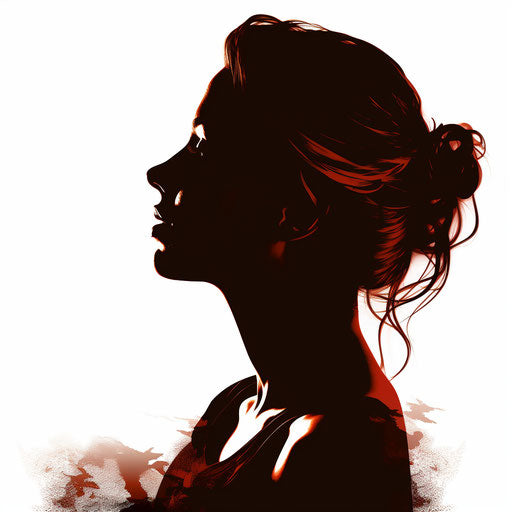 Female silhouette in Chiaroscuro Art style on white background