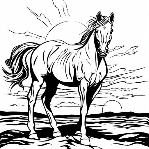 Horse silhouette at sunset