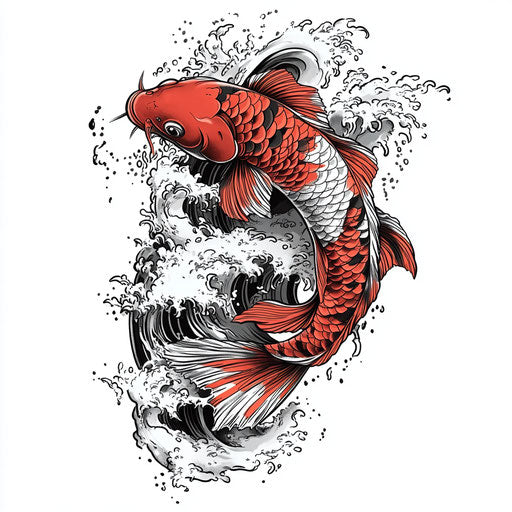 Japanese koi fish waves inner bicep tattoo men