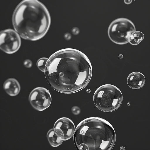 Realistic bubbles on slate grey background