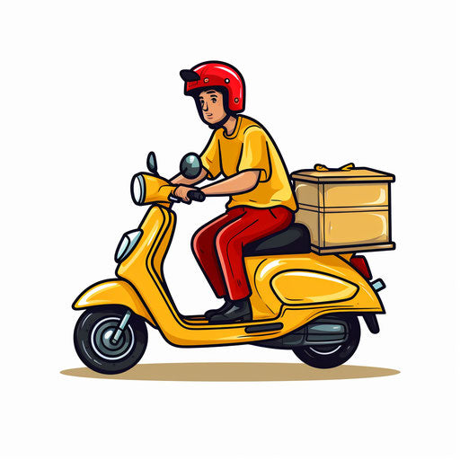 Delivery graphic in Minimalist style, on white background